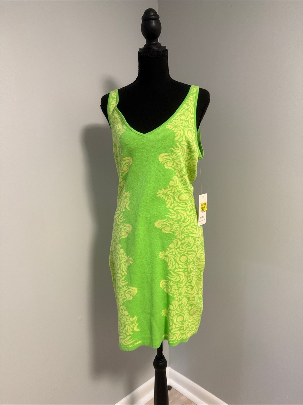 RVCA Lime Green Patterned Midi Dress